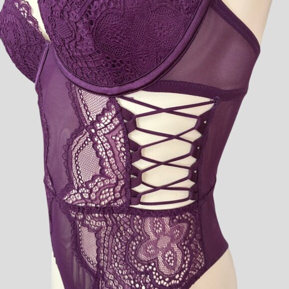 La Senza Plum Lace Lingerie Bodysuit - Picture 2 of 11